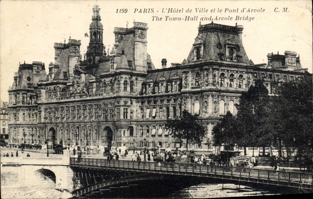 Paris - Das Rathaus und die Pont d'Arcole — C. M. — n° 1199 - Vorderseite