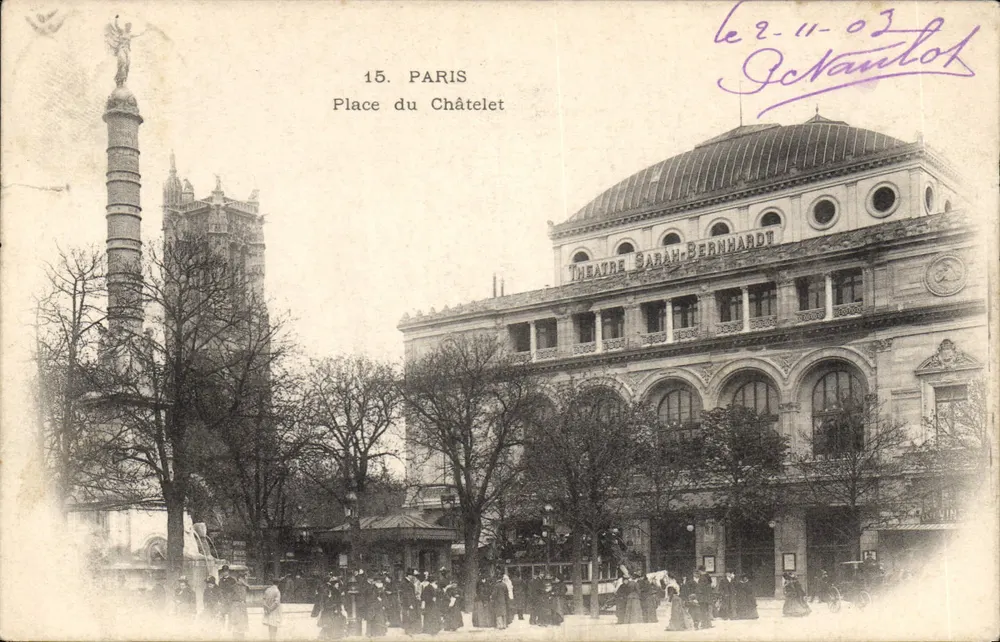 Place du Châtelet — Teatro Sarah-Bernhardt — editor impressor desconhecido, n°15 - Frente