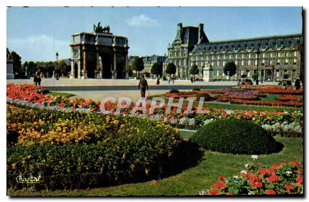 Ogród Louwru — widok Carrousel i Louvru — Wydawnictwo Chantal, Paryż - Awers