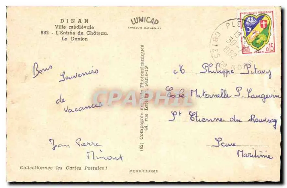 Dinan - Der Eingang zum Schloss — Der Bergfried — Verlag LUMICAP - Rückseite