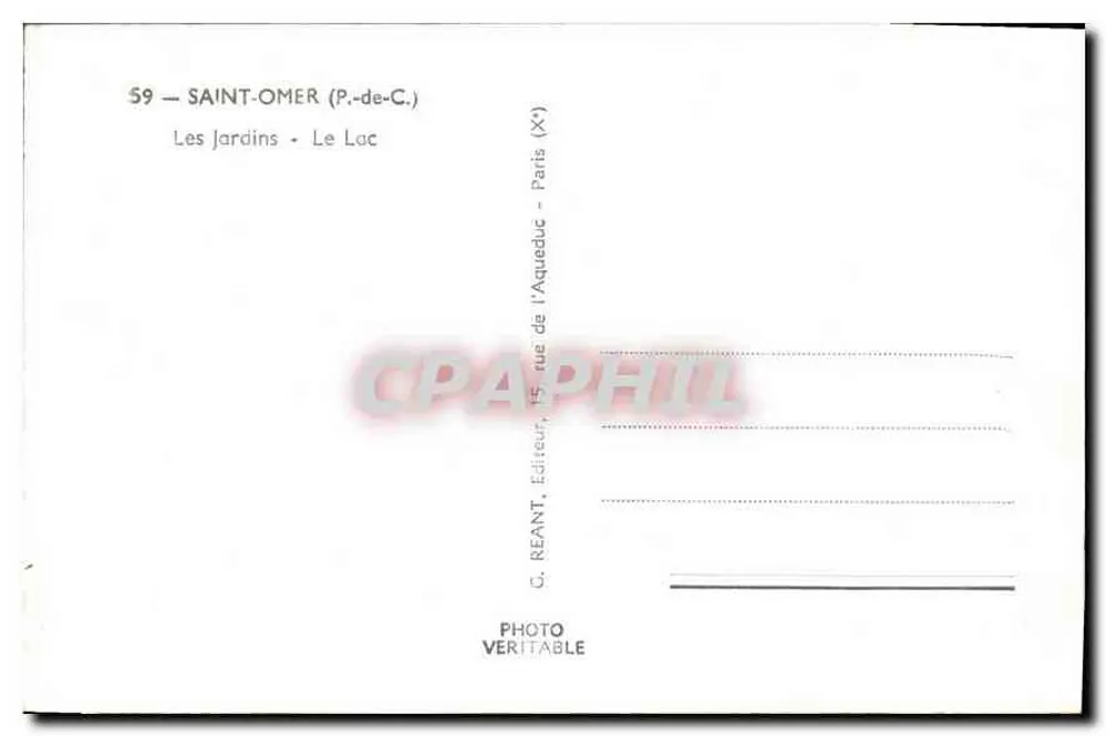 Saint-Omer (P.-de-C.) — Os Jardins - Le Loc — G. Reaunt, Editor, Paris - Verso