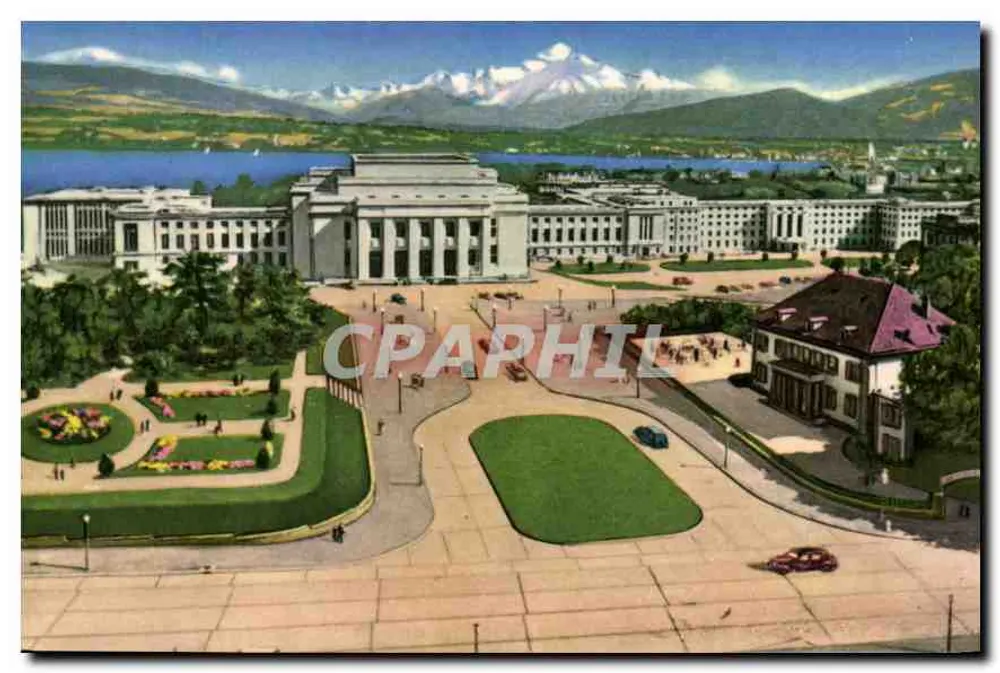 Genebra. O Palácio da ONU — vista aérea — Fot. Capbarlori, Genebra - Frente
