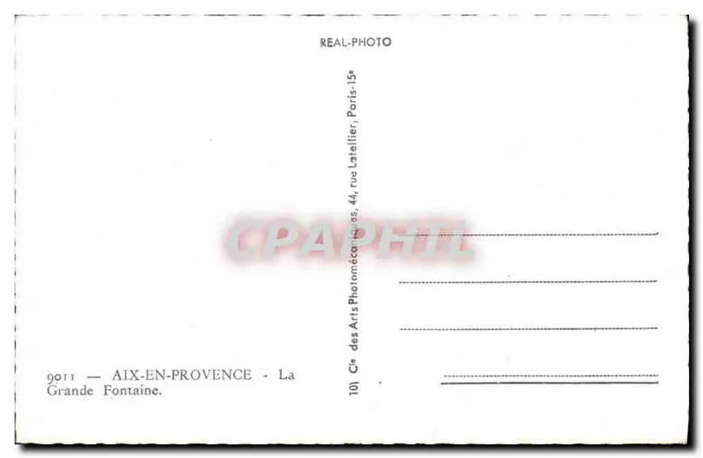 Aix-en-Provence — La Grande Fontaine — Cie des Arts Photomécaniques, Parigi - Verso