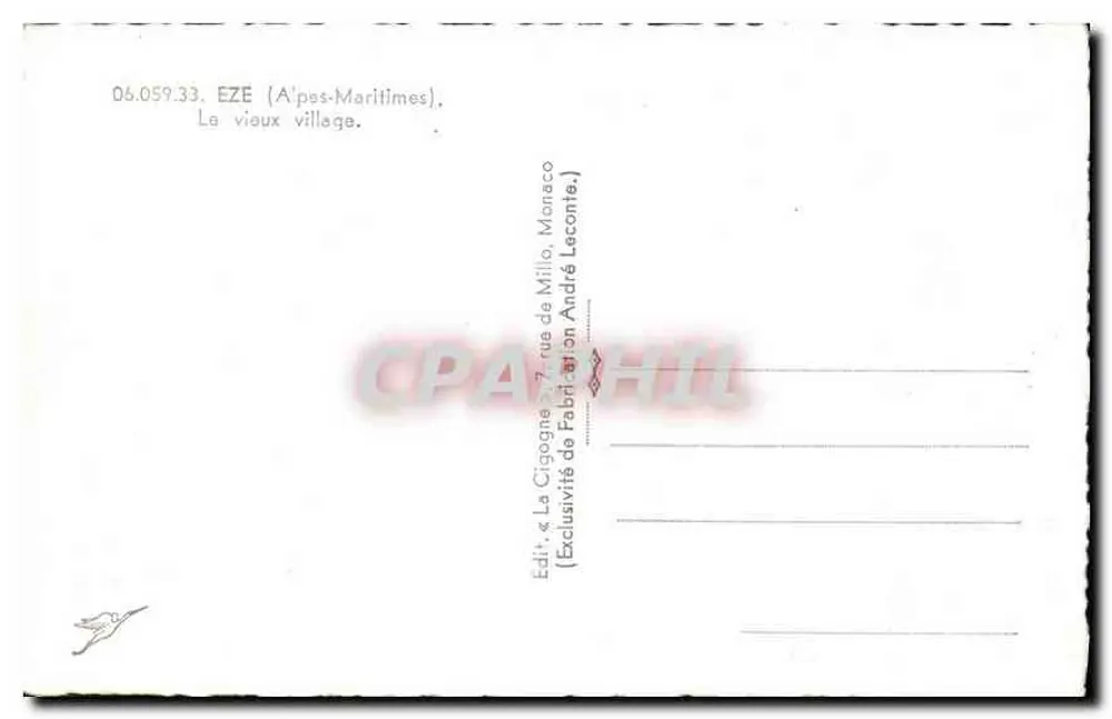 Eze — O velho vilarejo — Exclusividade de Fabricação André Leconte - Verso
