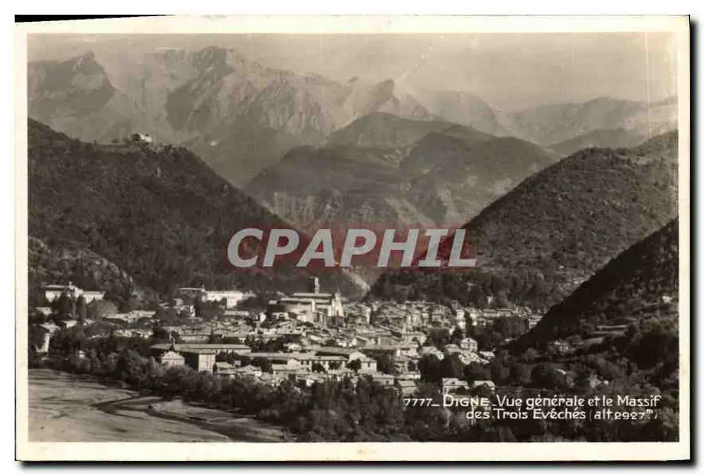 Digne — Allgemeiner Blick und der Massif des Trois Évêchés (Höhe 2927 m) — Edition La Cigogne - Vorderseite