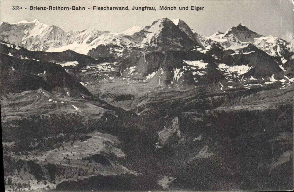 Brienz-Rothorn-Bahn - Fiescherwand, Jungfrau, Mönch und Eiger — Verlag Brienz - Vorderseite