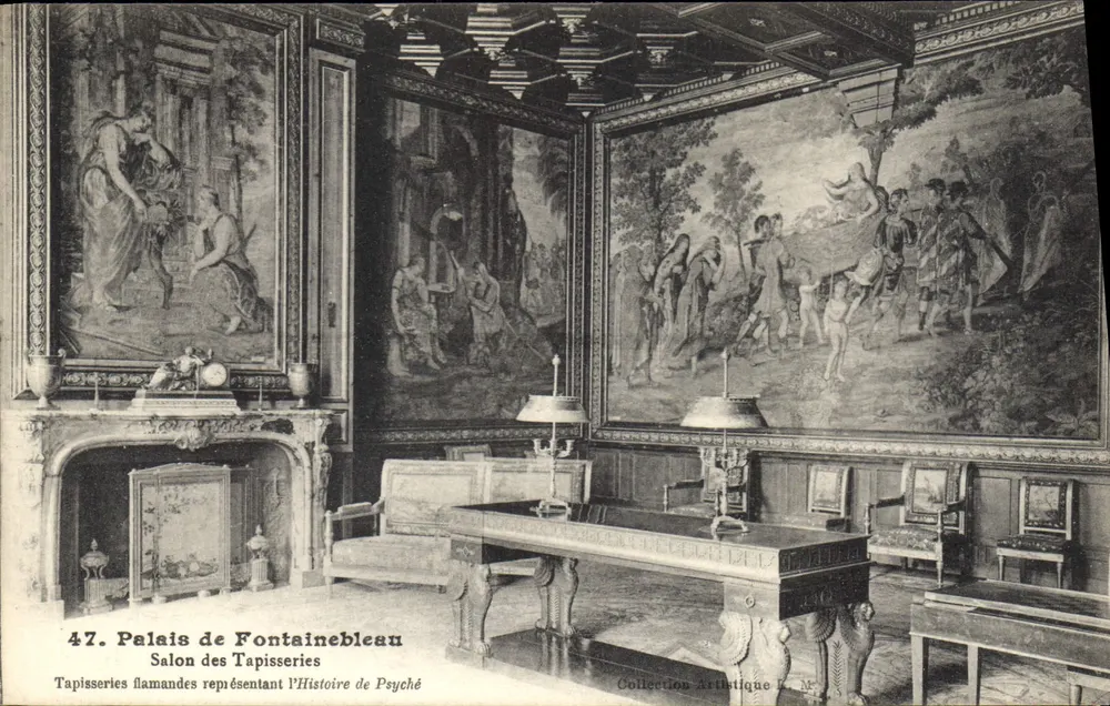 Palast von Fontainebleau — Ansicht des Tapisserie-Salons, der die Geschichte der Psyche darstellt — Künstlerische Sammlung L. M. - Vorderseite
