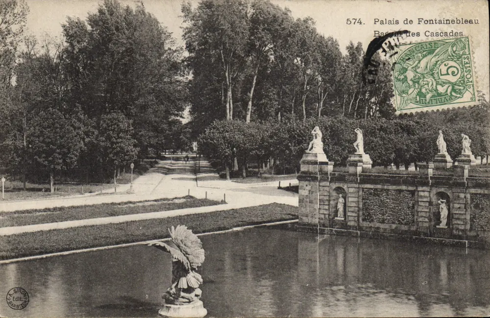 Schloss Fontainebleau — Bassin der Cascades — SIRÈNE VERLAG, Nr. 574 - Vorderseite