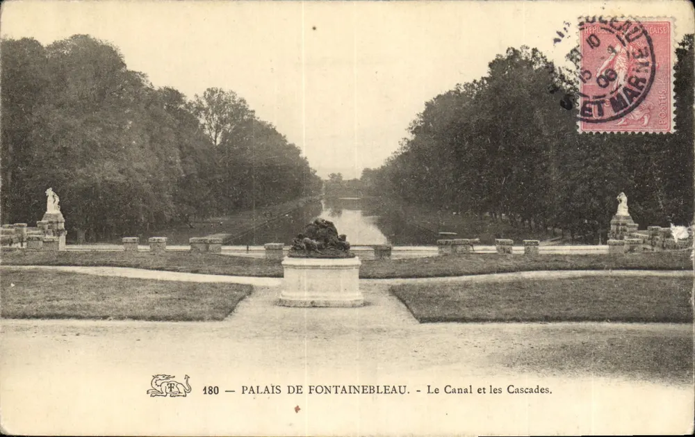 Schloss Fontainebleau — Der Kanal und die Wasserfälle — Verlag F. n° 180 - Vorderseite