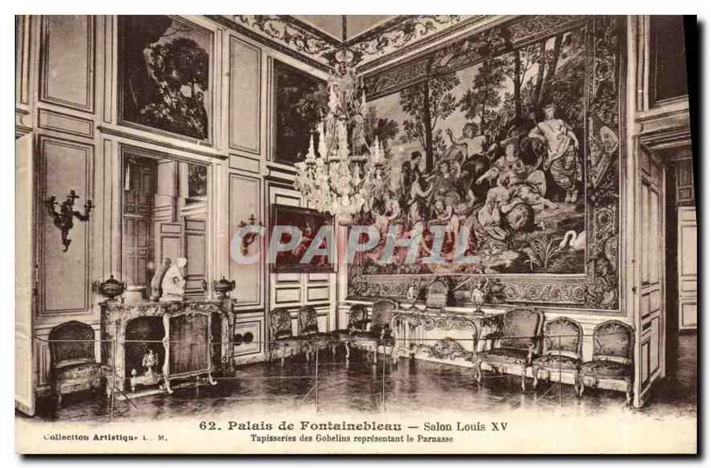 Palast von Fontainebleau — Salon Louis XV — Gobelins-Wandteppiche, die den Parnassus darstellen - Vorderseite