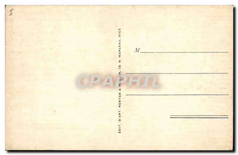 Menton - Cabo Martin - Porta Romana - R.M. - Editor Rostan & Müller, 19 R. Marcel, Nice - Verso