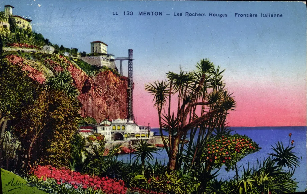 Menton — Die roten Felsen. Grenze zu Italien — LL 130, Verlag Adia - Vorderseite