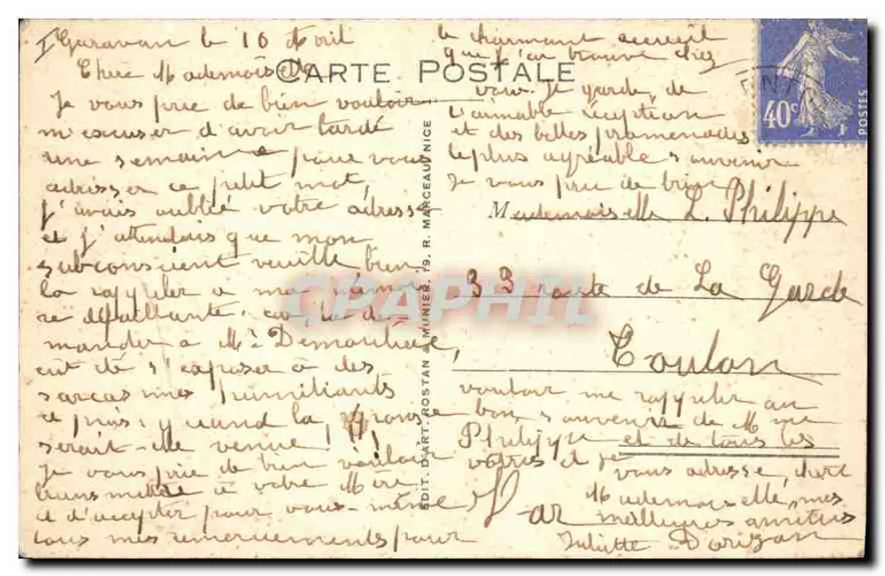 Menton — La Vieille Ville et le Boulevard de Garavan — RM - Rückseite