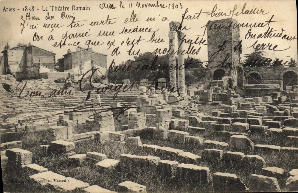 Arles - 1838 - O Teatro Romano — editor Vacour, Marselha - Frente