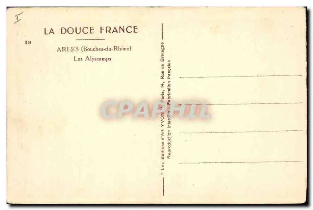Les Alyscamps — Arles (Bouches-du-Rhône) — Edições d'Art YVON - Verso