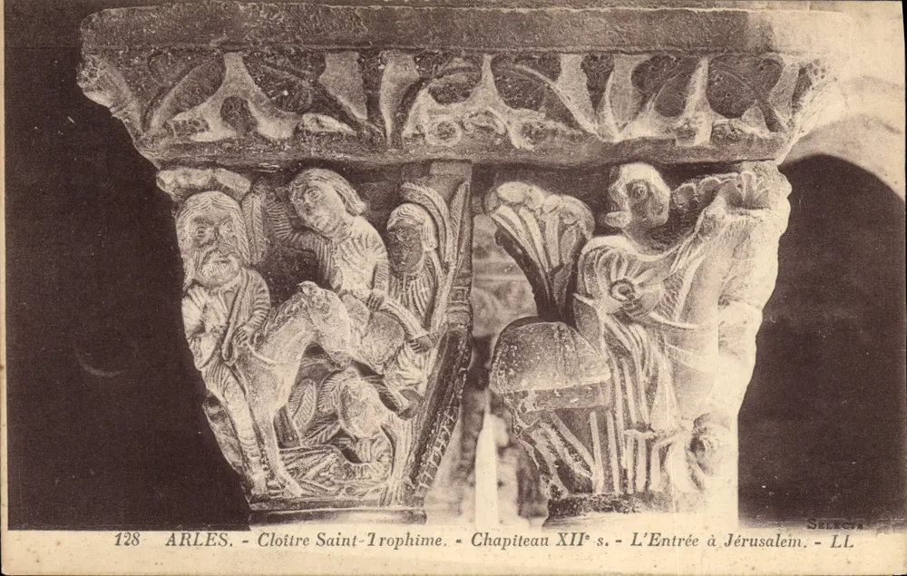 Arles - Cloître Saint-Trophime - Chapiteau XIIe s. - A Entrada em Jerusalém - Frente