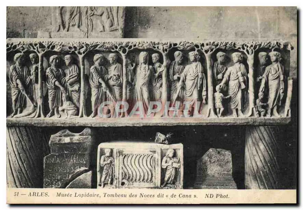 Arles — Lapidaire-Museum, Grab der Hochzeit genannt « de Cana » — ND Phot. - Vorderseite