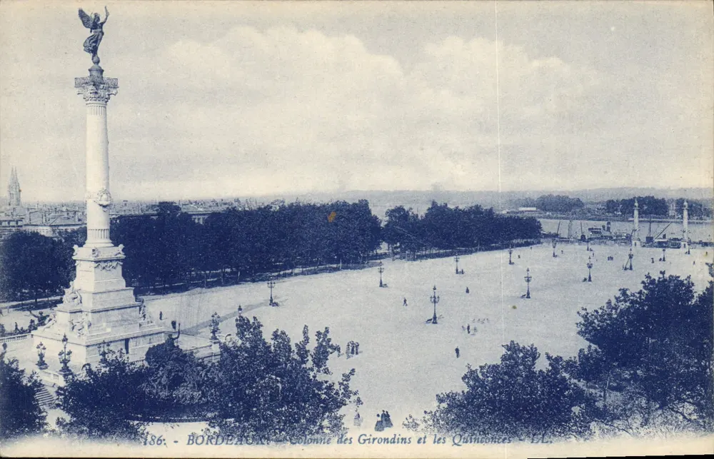 Bordeaux — Säule der Girondinen und die Quinconces — Verlag L.C. - Vorderseite