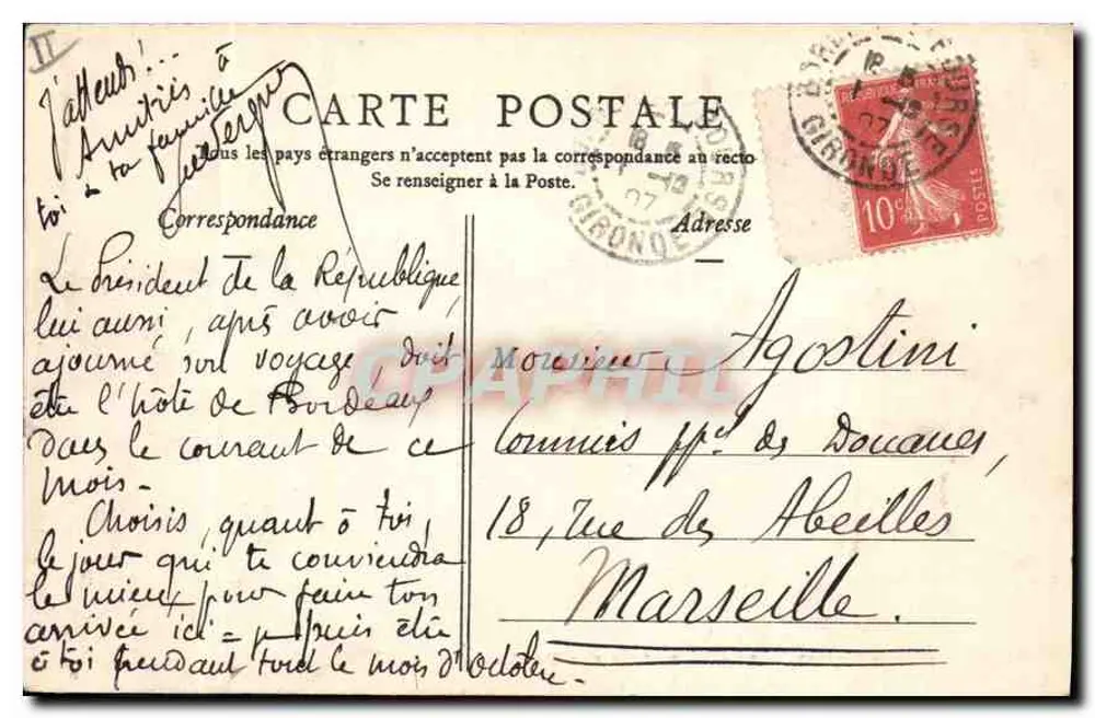 Bordeaux — Jardim Público (O Ponte) — Edição das 'Damas da França' - Bordeaux - Verso