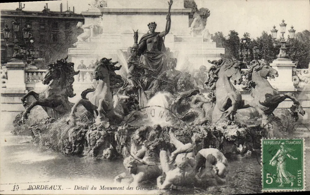 Bordeaux — Detail des Denkmals der Girondins — Verlag LL, n°15 - Vorderseite