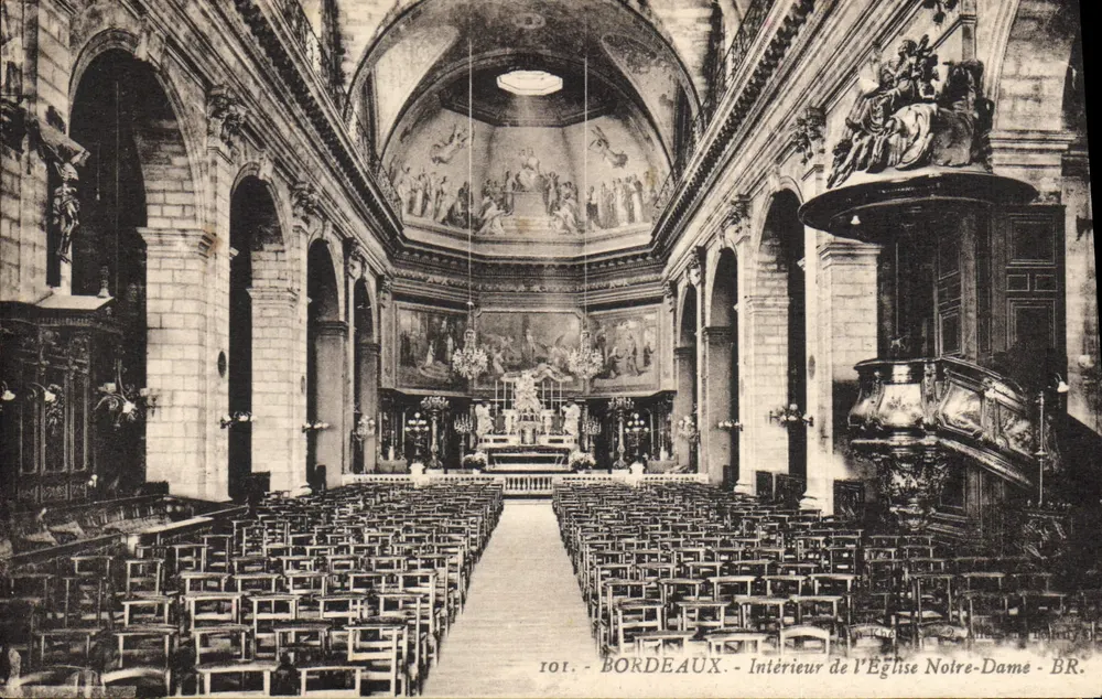 Bordeaux - Interior de la Iglesia de Notre-Dame — editor Brac Frères, n° 101 - Anverso