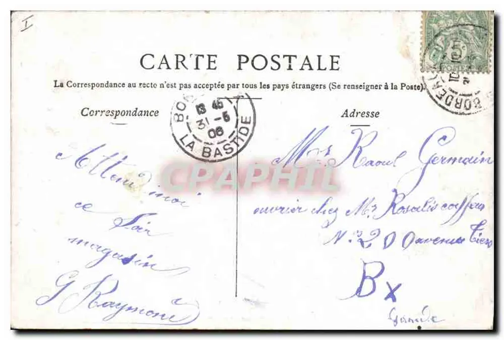 Bordeaux — Igreja de São Miguel — editor anônimo, número de série não visível - Verso