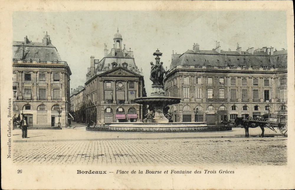 Bordeaux — Place de la Bourse und Fontaine des Trois Grâces — Nouvelles Galeries, Bordeaux, n°26 - Vorderseite