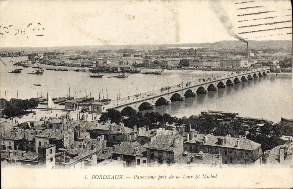 Bordeaux — Panorama vom Turm St-Michel — unbekannter Verlag, Nr. 1 - Vorderseite