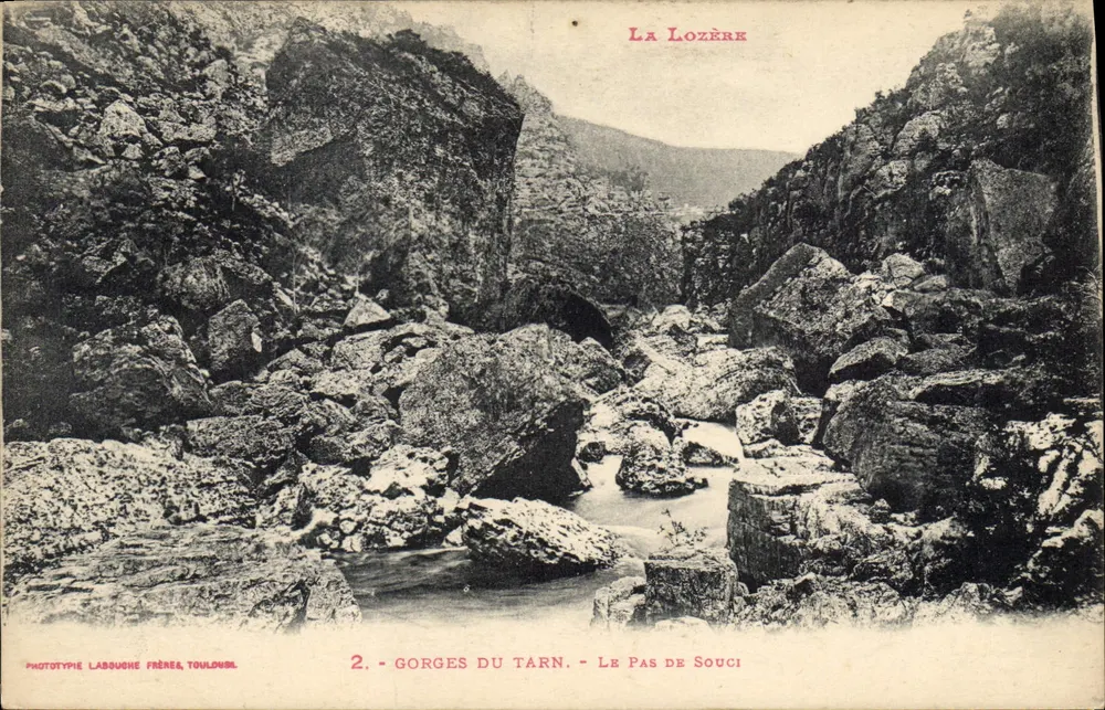 Gorges du Tarn - Le Pas de Souci — La Lozère — Phototypie Labouche Frères, Toulouse, n°2 - Vorderseite