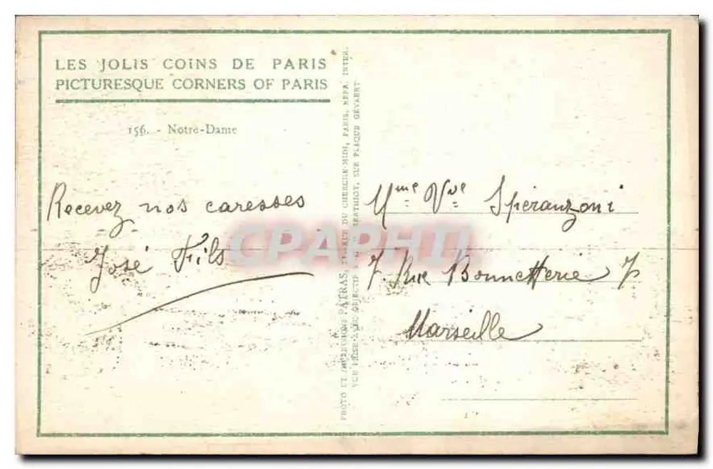 Nossa Senhora de Paris — vista da fachada — Les Jolis Coins de Paris, n°156 - Verso