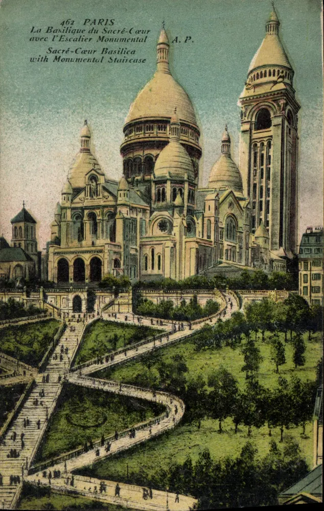 Paris — Basilique du Sacré-Cœur mit dem Monumentalen Treppenaufgang — A.P. n°462 - Vorderseite