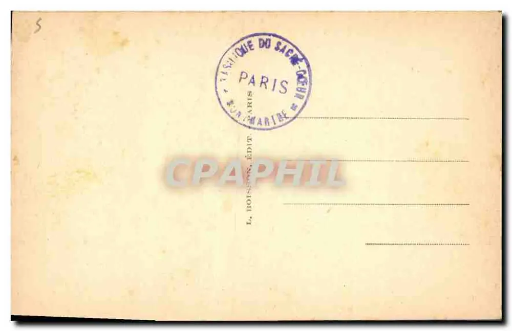 Paris - A Basílica do Sagrado Coração — n° 313, editor L. Boissons - Verso