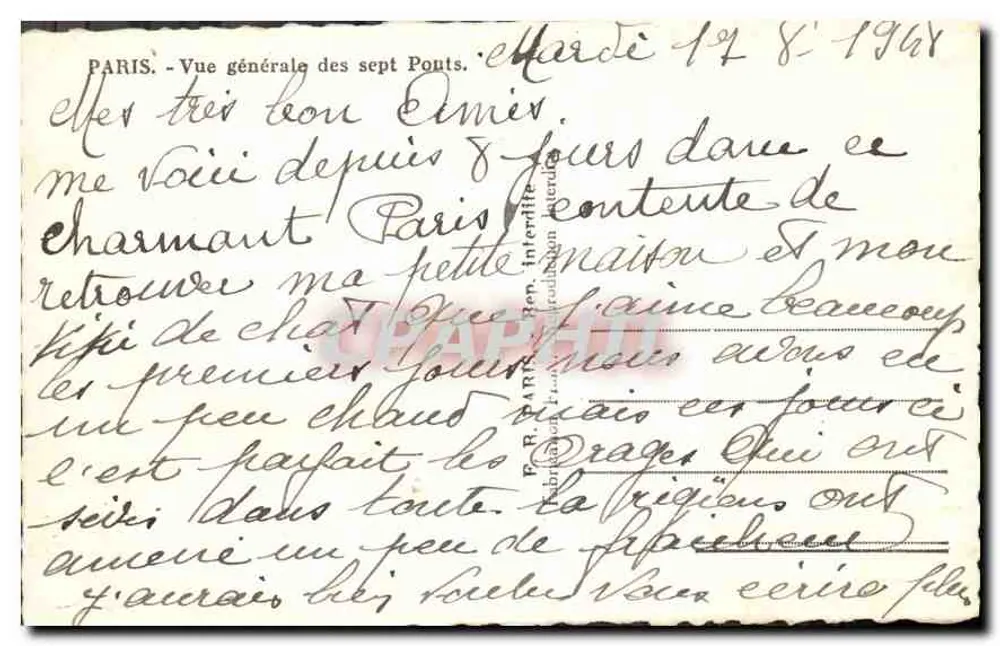 Paris — Vista geral dos sete Pontes — P.R. Paris, Editora - Verso