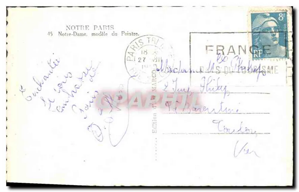 Nossa Senhora de Paris — modelo do pintor — edição Marco n°45 - Verso