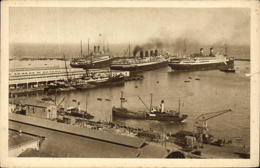 Algés, Hafen — Touristen-Schiffe — Photo-Heliogravure Alger - Vorderseite