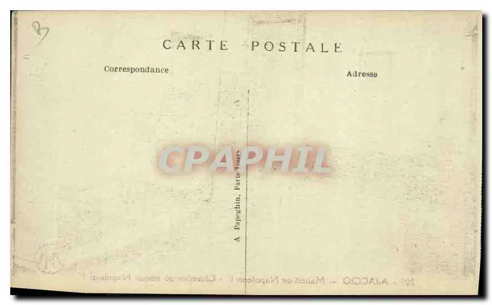 Ajaccio — Das Haus, in dem Napoleon I. geboren wurde — Verlag Paperglin, Nr. 69 - Rückseite