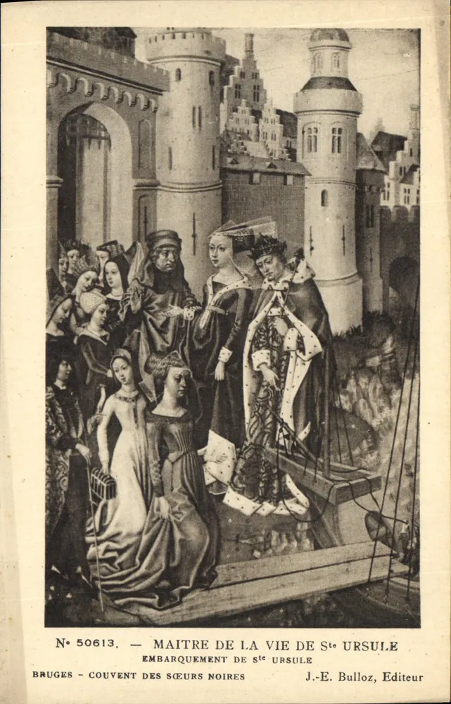Brügge - Abfahrt der Schwarzen Schwestern — Meister der Vita der hl. Ursula, Verlag J.-E. Bulloz, Nr. 50613 - Vorderseite