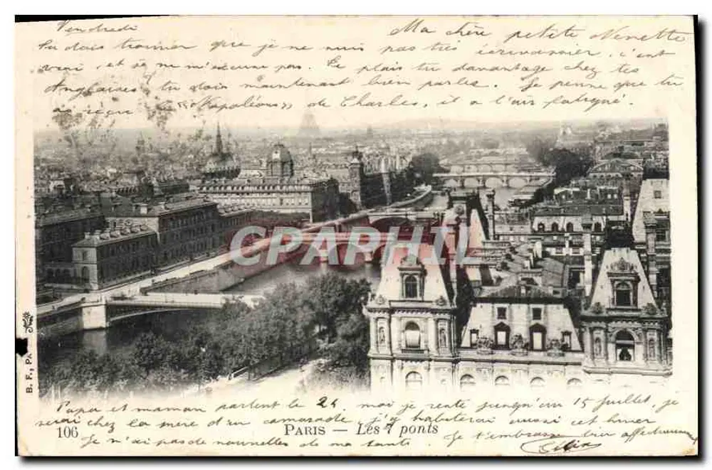 Paris — Os 4 pontes — B. K. P. n° 106 - Frente