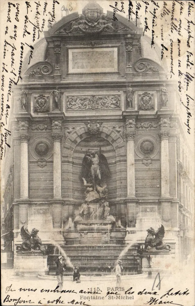 Fontaine Saint-Michel — Paris — n°115 — editor A. Lévy - Frente