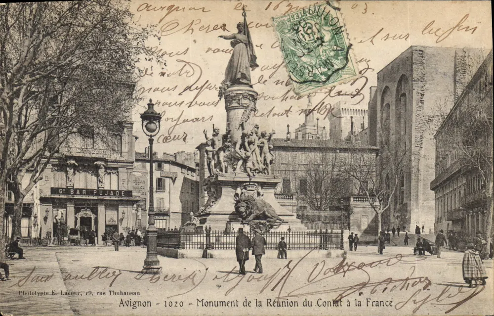 Avignon - Monumento da Reunião do Contat à França — Fototipo E. Lacour, 19, rue Thubaneau - Frente