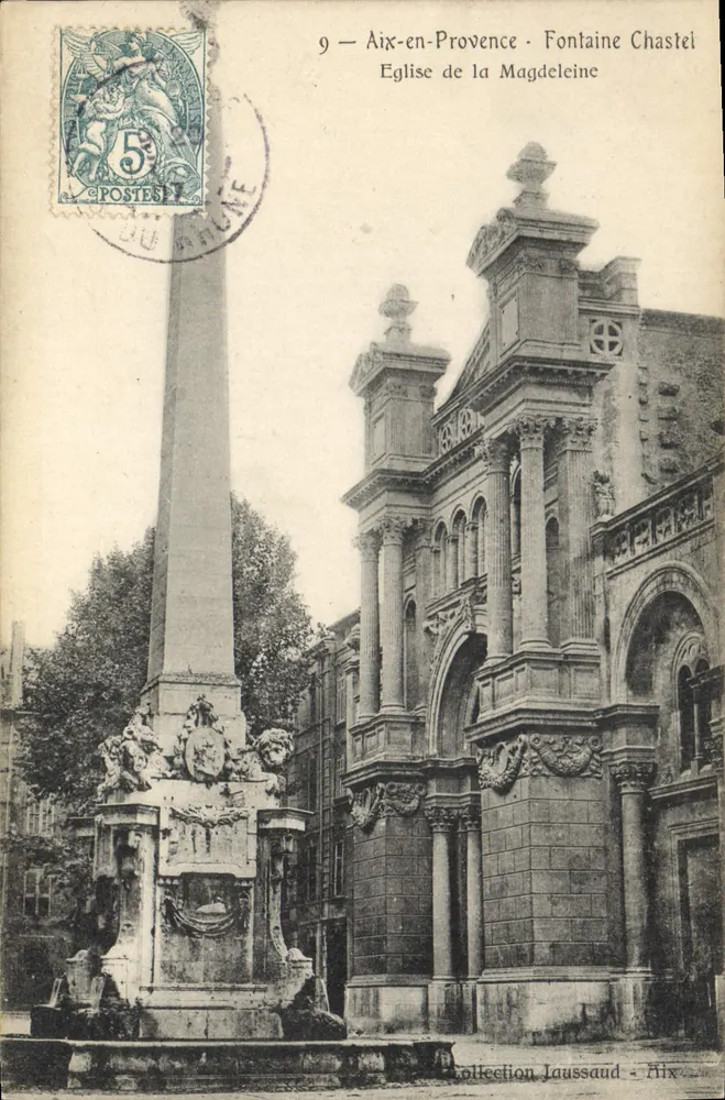 Aix-en-Provence - Fontaine Chastel und Kirche der Magdalene — Collection Laussaud - Vorderseite