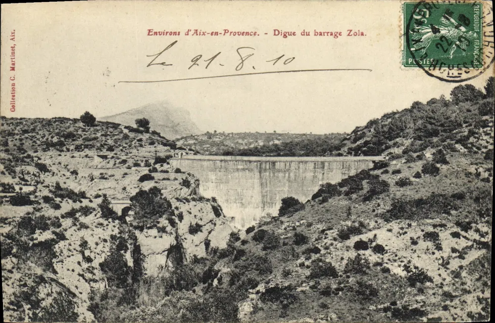 Umgebung von Aix-en-Provence — Staudamm Zola — Verlag C. Martinet, Aix - Vorderseite