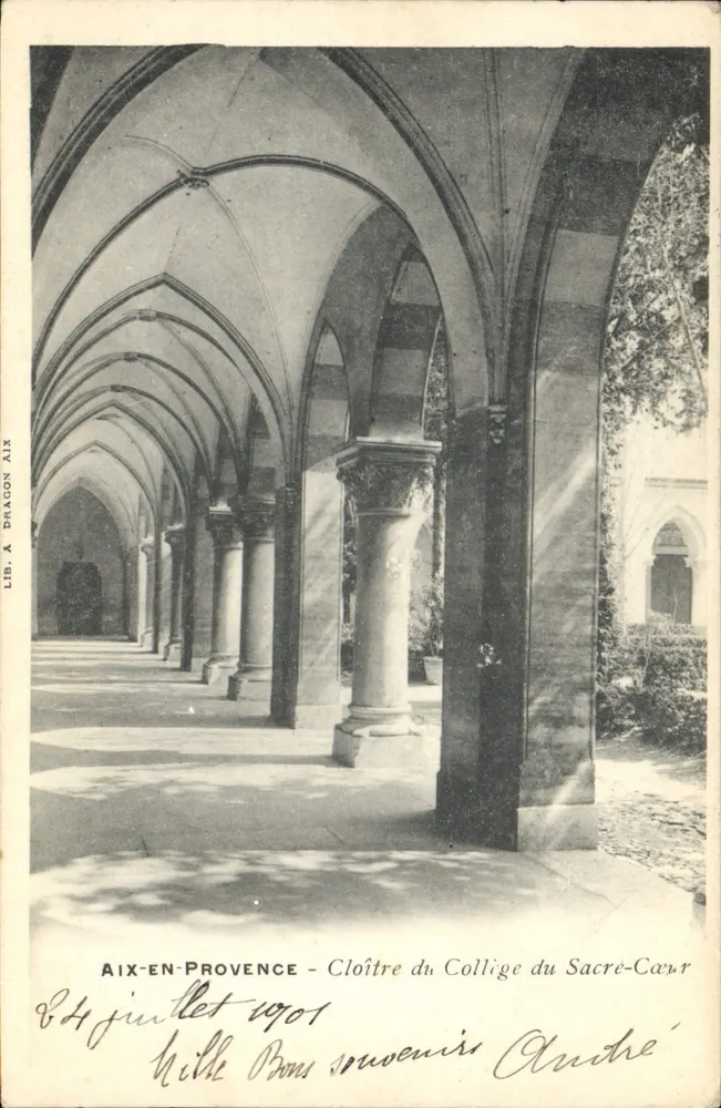 Aix-en-Provence — Claustro do Colégio do Sagrado Coração — Lib. A. Dragon Aix - Frente