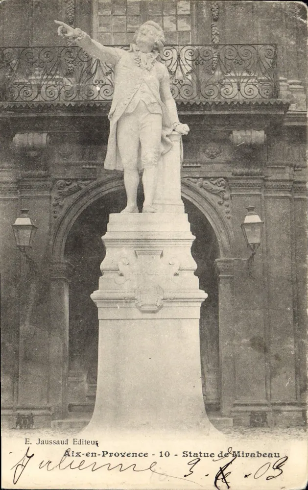 Aix-en-Provence — Estátua de Mirabeau — E. Jaussaud Editor - 10 - Frente