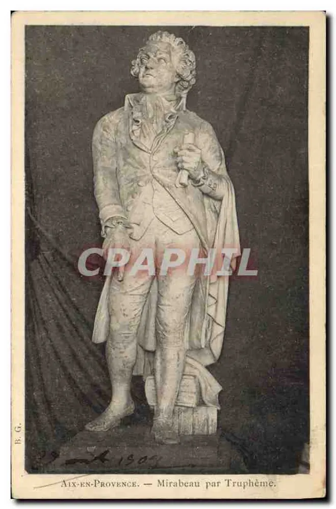 Aix-en-Provence — Estátua de Mirabeau por Truphème — B.G. - Frente