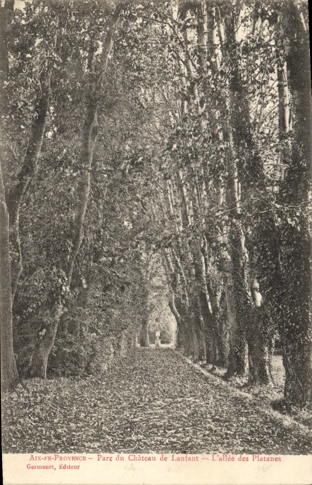 Aix-en-Provence — Park des Lanfant Schloss — Die Reihe der Platane — Germanet, Verlag - Vorderseite