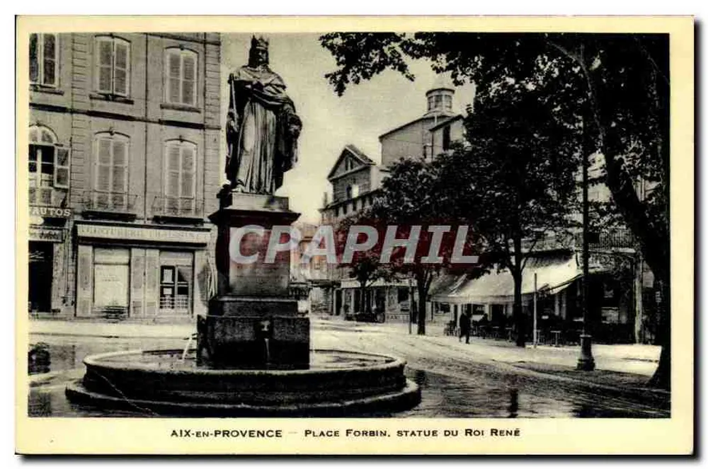 Aix-en-Provence — Place Forbin, statue du Roi René — éditeur non visible - Frente