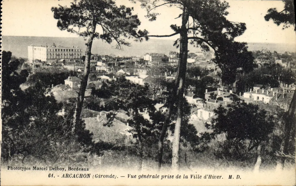 Arcachon (Gironde) — Allgemeiner Blick vom Winterdorf — Phototypie Marcel Delboy, Bordeaux, n°64 - Vorderseite