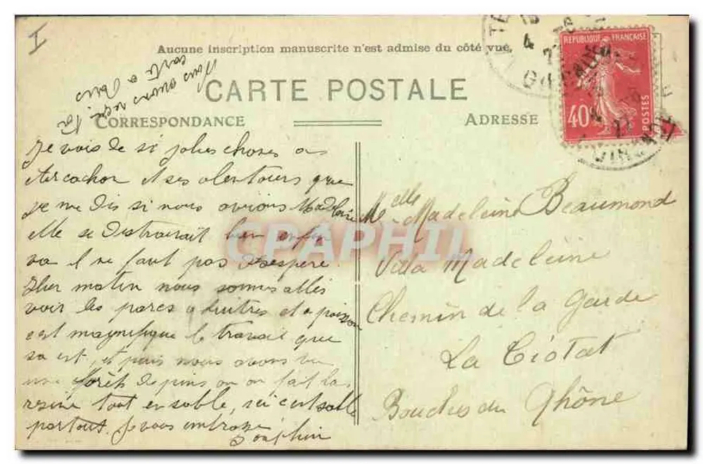 Arcachon (Gironde) - Ansicht des Casinos Deganne — Verlag 'B' n°1 - Rückseite