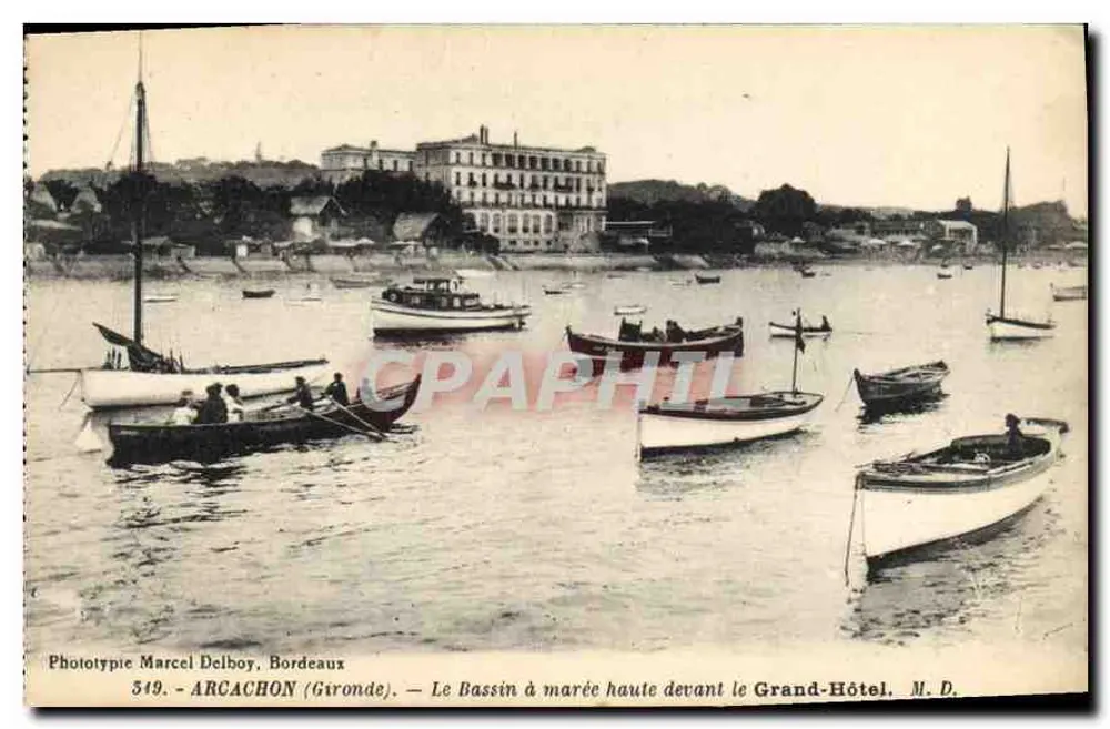 Arcachon (Gironde) — Der Bassin bei Flut vor dem Grand-Hôtel — Phototypie Marcel Delboy, Bordeaux, n° 549 - Vorderseite
